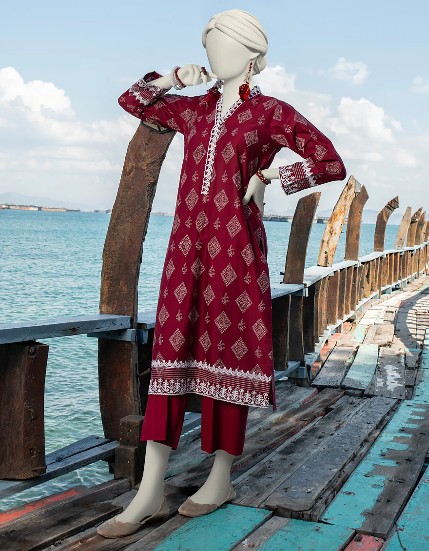 RED 1PC UNSTITCHED | JLAWN-JSU-US-24-921