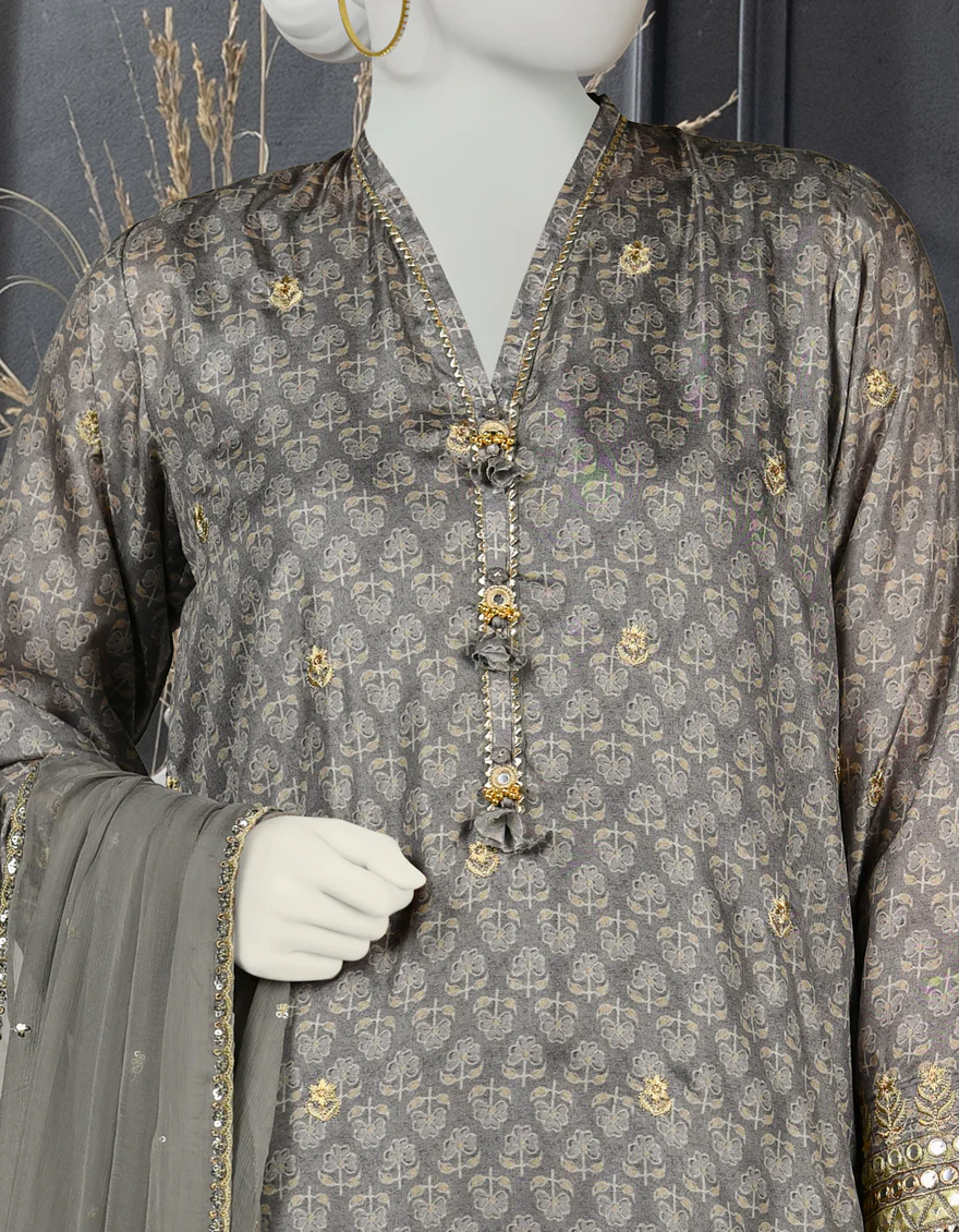 GREY SILK 3PC UNSTITCHED | JLAWN-S-24-083 DHANA - Image 3