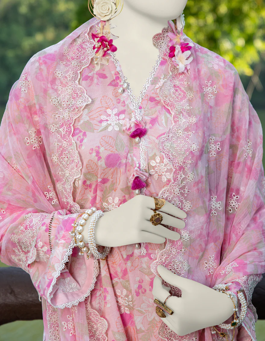 PINK LAWN 3PC STITCHED | JLAWN-S-24-094/S PER - Image 3