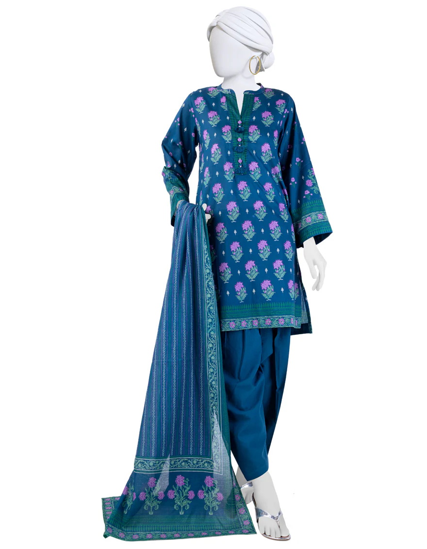 BLUE LAWN 3PC STITCHED | JLAWN-S-24-166/S RIWAAJ-08