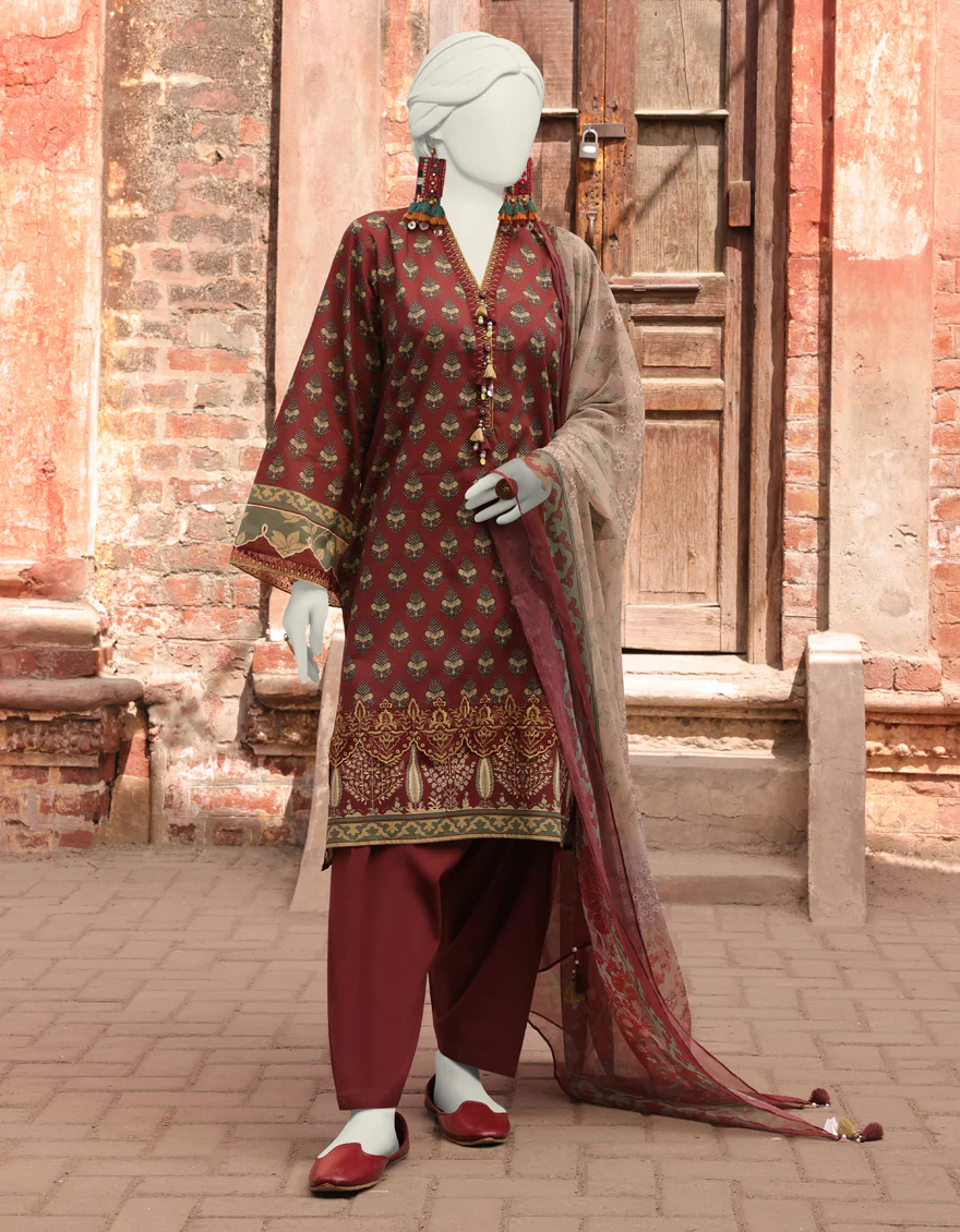 BROWN LAWN 3PC UNSTITCHED | JLAWN-S-24-170 DHANAK-4