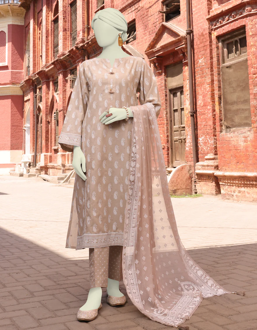BROWN LAWN 3PC UNSTITCHED | JLAWN-S-24-178 WIRSA-04