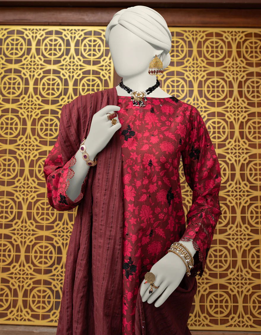 BROWN LAWN 3PC UNSTITCHED | JLAWN-S-24-222 TRADI