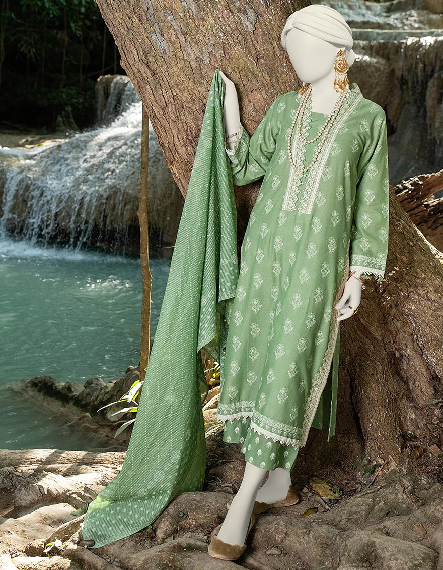 GREEN LAWN 3PC UNSTITCHED | JLAWN-S-24-228 ENCHANTAE-02