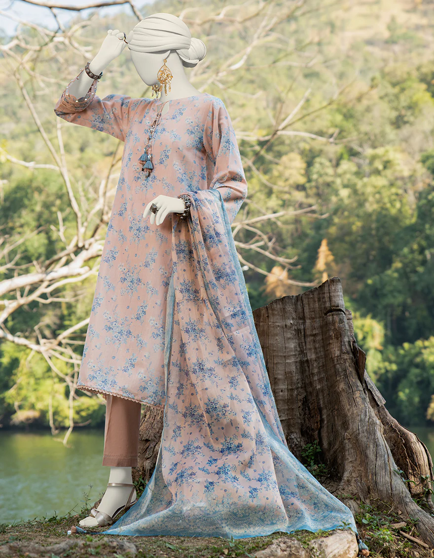 PEACH DOBBY 3PC UNSTITCHED | JLAWN-S-24-235 SHIMMERING-1