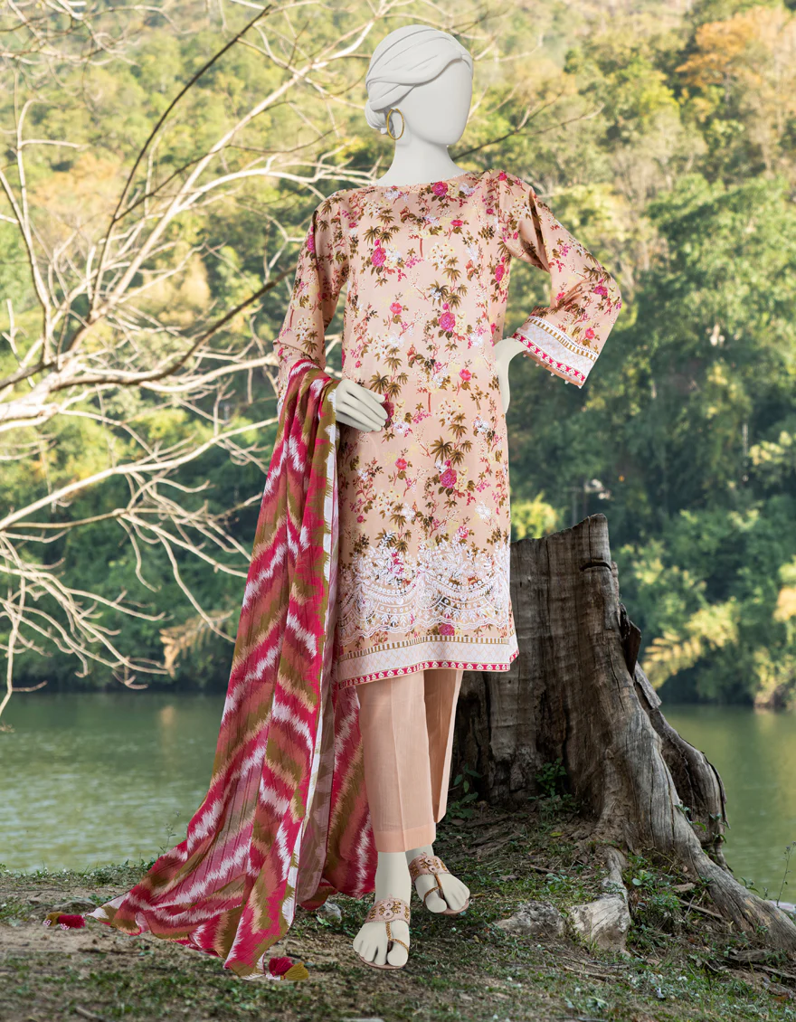 ORANGE LAWN 3PC UNSTITCHED | JLAWN-S-24-268 CULTU