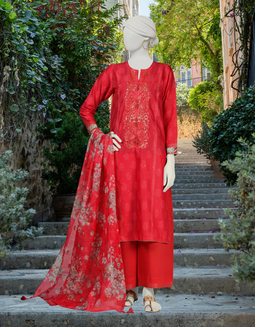 PINK LAWN 3PC UNSTITCHED | JLAWN-S-24-307 ESPIR
