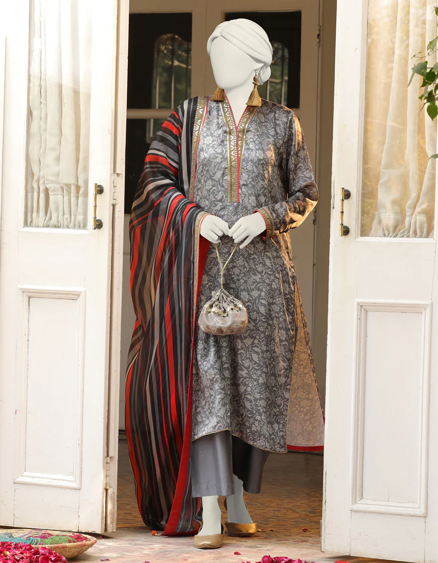 GREY LAWN 3PC STITCHED | JLAWN-S-24-405/S LIN