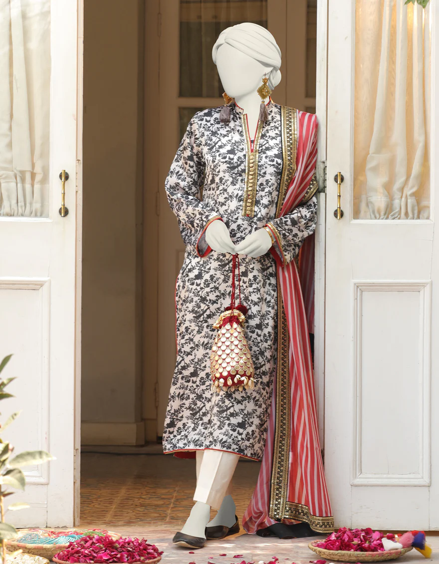 WHITE SILK 3PC STITCHED | JLAWN-S-24-406/S LIN