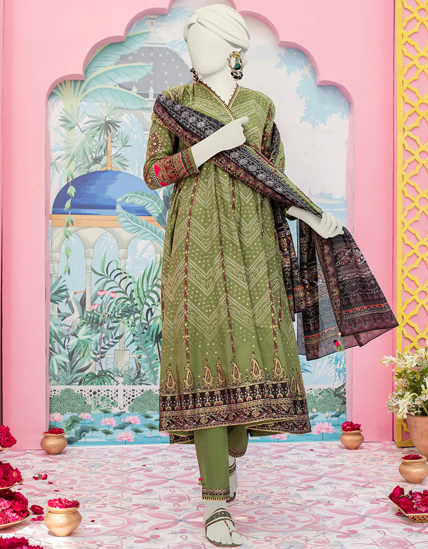 GREEN LAWN 3PC STITCHED | JLAWN-S-24-439/S MAH