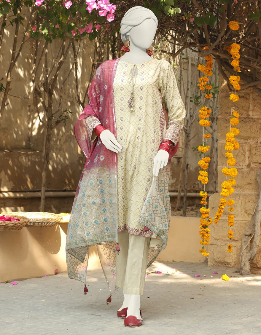BROWN LAWN 3PC STITCHED | JLAWN-S-24-443/S BAN