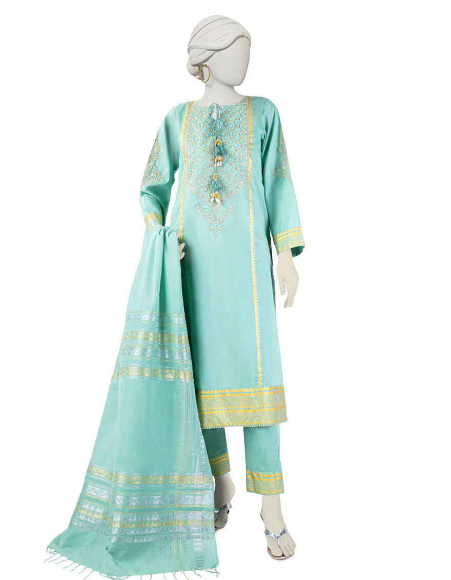 GREEN LAWN 3PC STITCHED | JLAWN-S-24-446/S ROYAL DYNASTY-02