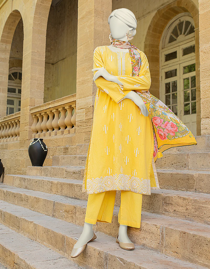 YELLOW LAWN 3PC STITCHED | JLAWN-S-24-453/S POLISH-1