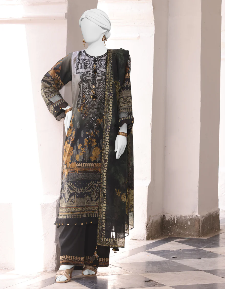 MULTICOLOR LAWN 3PC UNSTITCHED | JLAWN-S-24-464 RUNG O ROGHAN-04