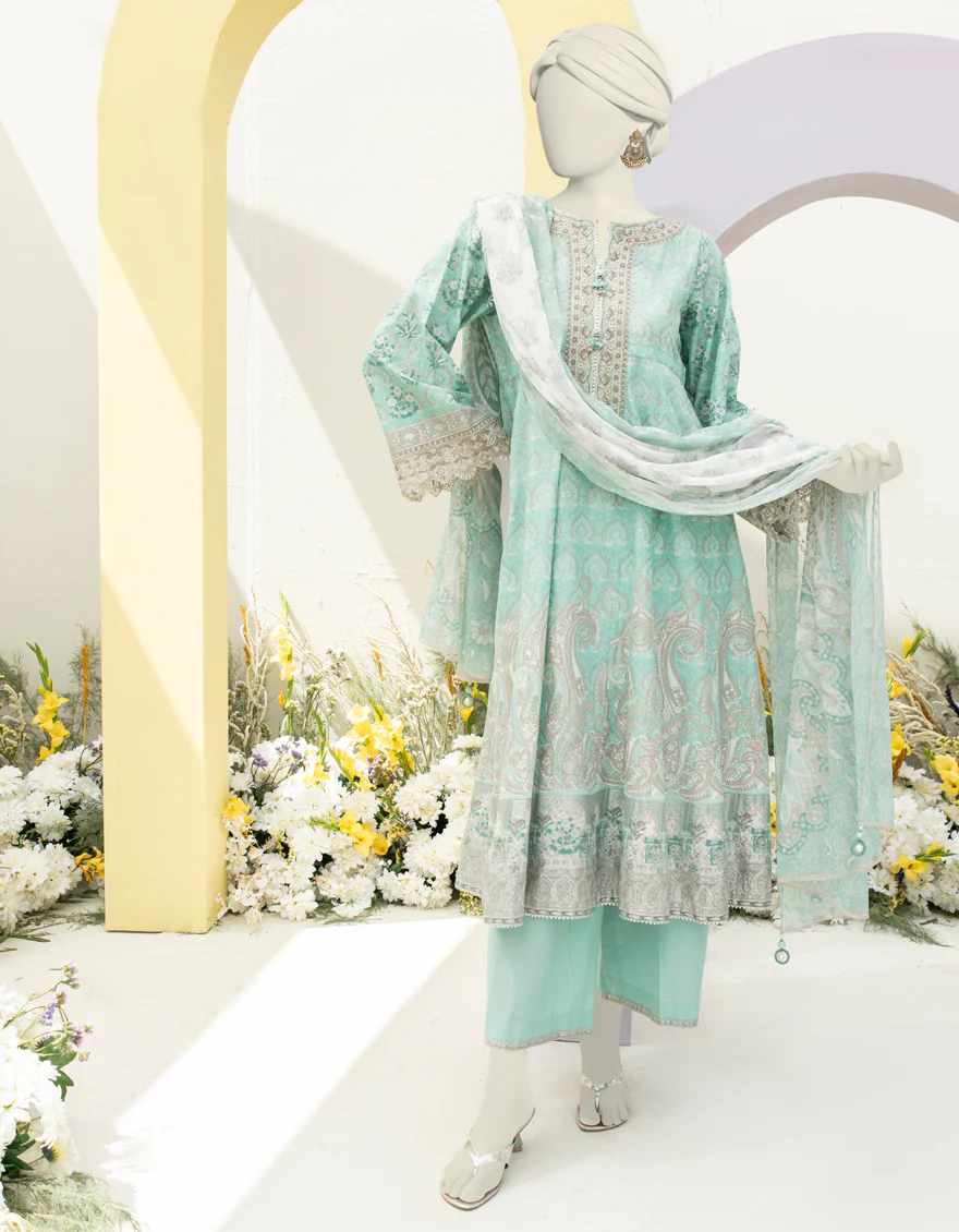 GREEN LAWN 3PC STITCHED | JLAWN-S-24-472/S MAHARANI-B-1