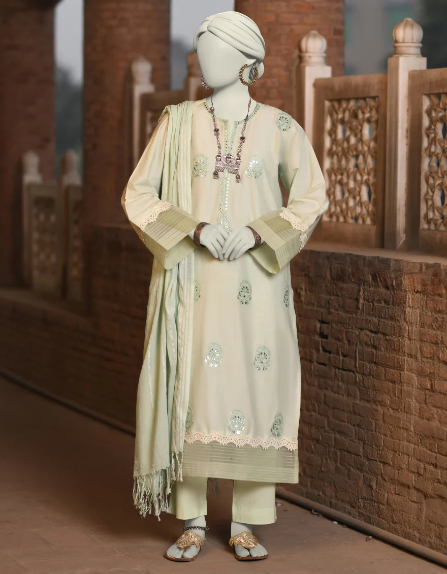 GREEN LAWN 3PC STITCHED | JLAWN-S-25-036/S CHAMPA PANI-6