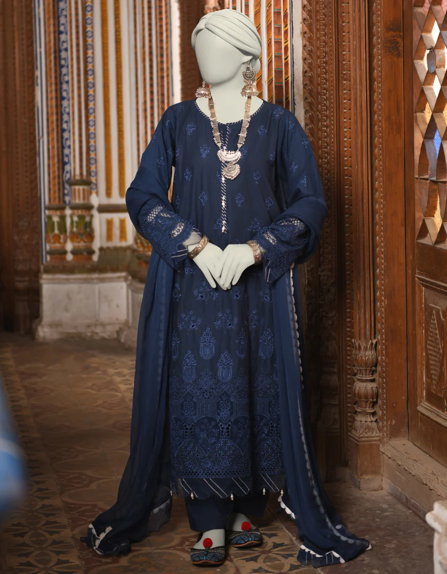 BLUE LAWN 3PC STITCHED | JLAWN-S-25-047/S SCHIFFLI-5