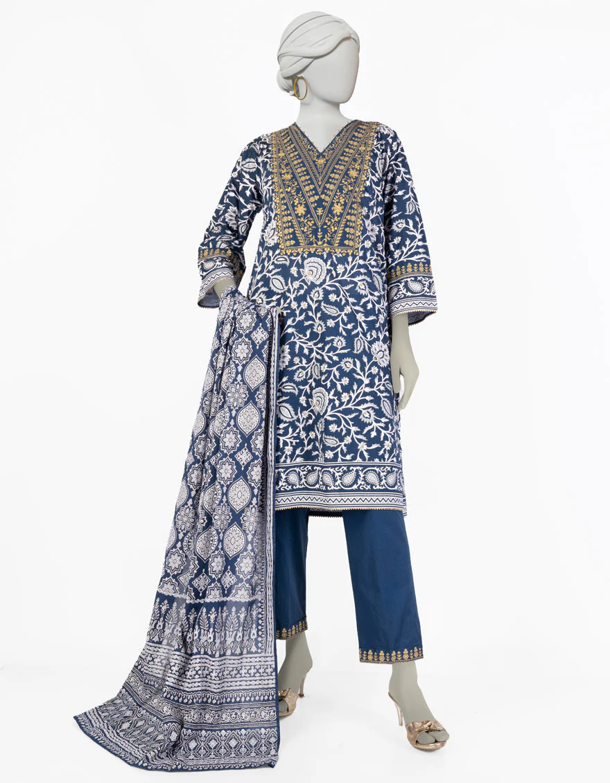 BLUE LAWN 3PC STITCHED | JLAWN-S-25-056/S ROYAL GARDEN-2