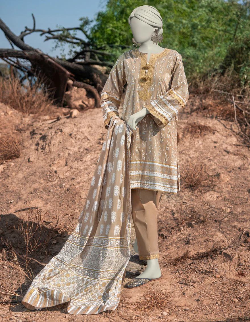 BEIGE LAWN 3PC STITCHED | JLAWN-S-25-058/S ROYAL GARDEN-04