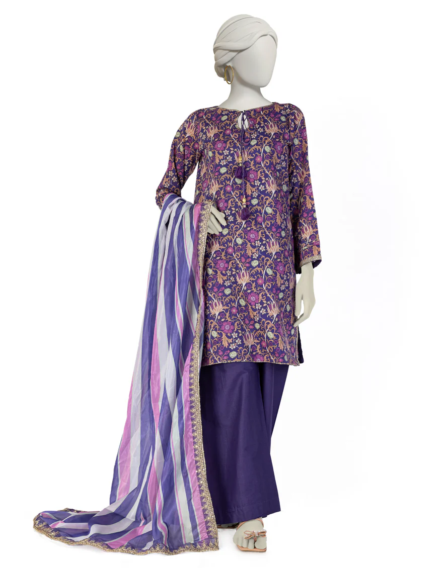 PURPLE LAWN 3PC STITCHED | JLAWN-S-25-074/S LINES-2