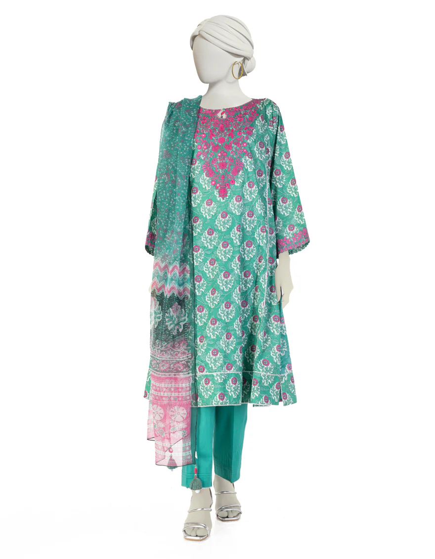 GREEN LAWN 3PC STITCHED | JLAWN-S-25-122/S MIR