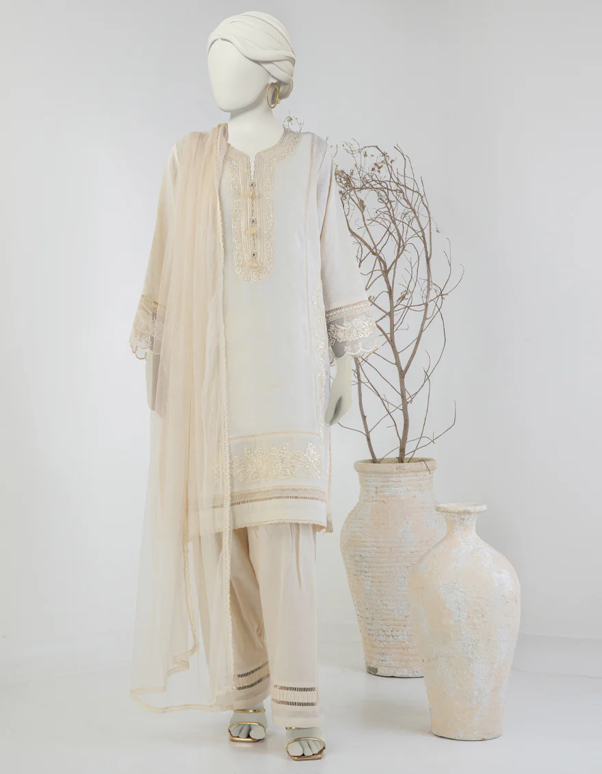 BEIGE DOBBY 3PC STITCHED | JLAWN-S-25-128/S PEARL PERFECTION-04