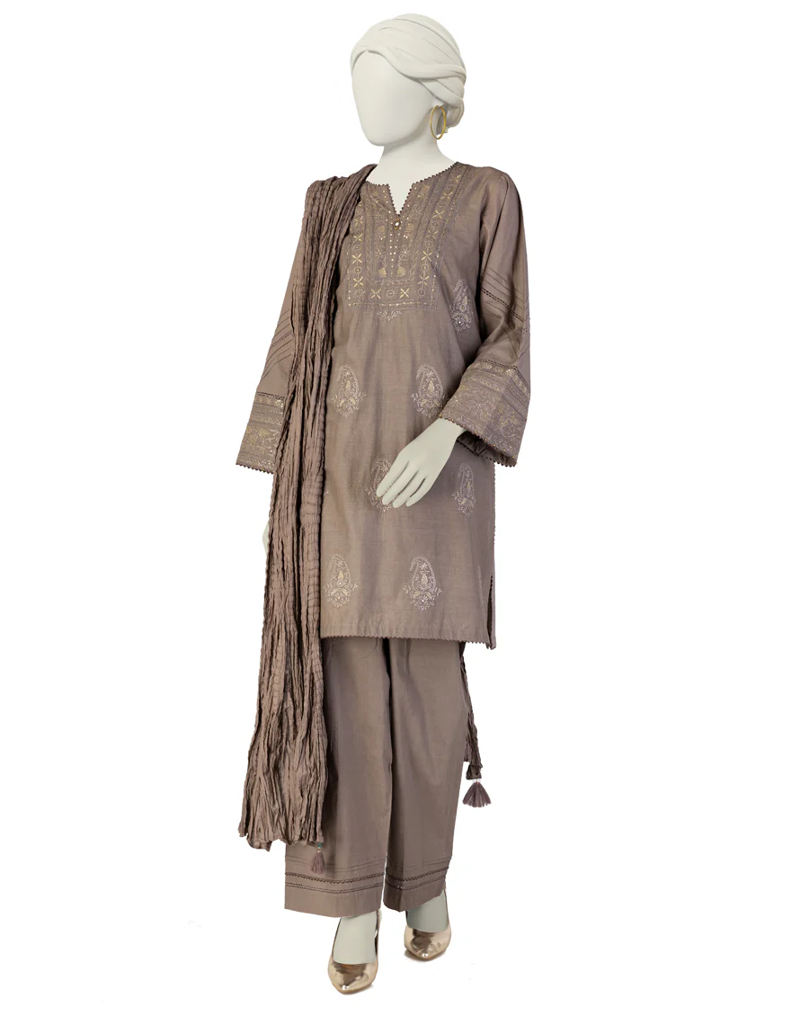 GREY LAWN 3PC STITCHED | JLAWN-S-25-135/S CHI