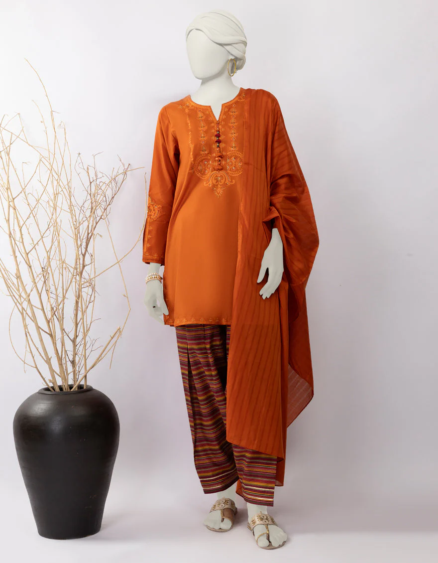 RUST LAWN 3PC STITCHED | JLAWN-S-25-186/S TRI