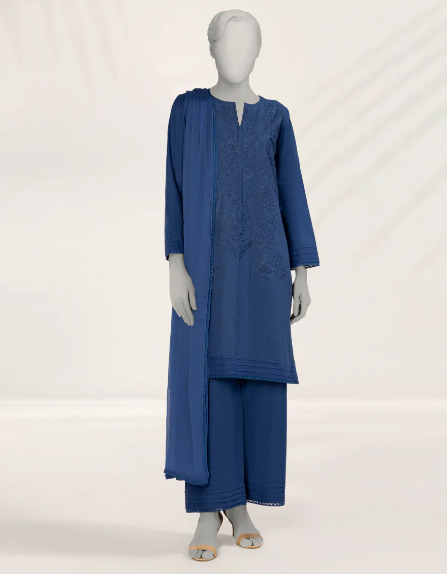 BLUE KHADDAR 3PC STITCHED | JLAWN-S-25-264/S DARK SHADOW-3