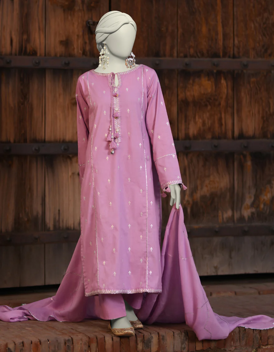 PINK LAWN 3PC UNSTITCHED | JLAWN-S-25-3172 NEEDLE WORK-4