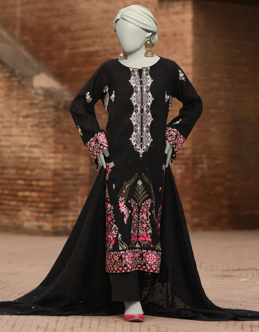 BLACK DOBBY 3PC UNSTITCHED | JLAWN-S-25-3187 GRANDIOSE-07