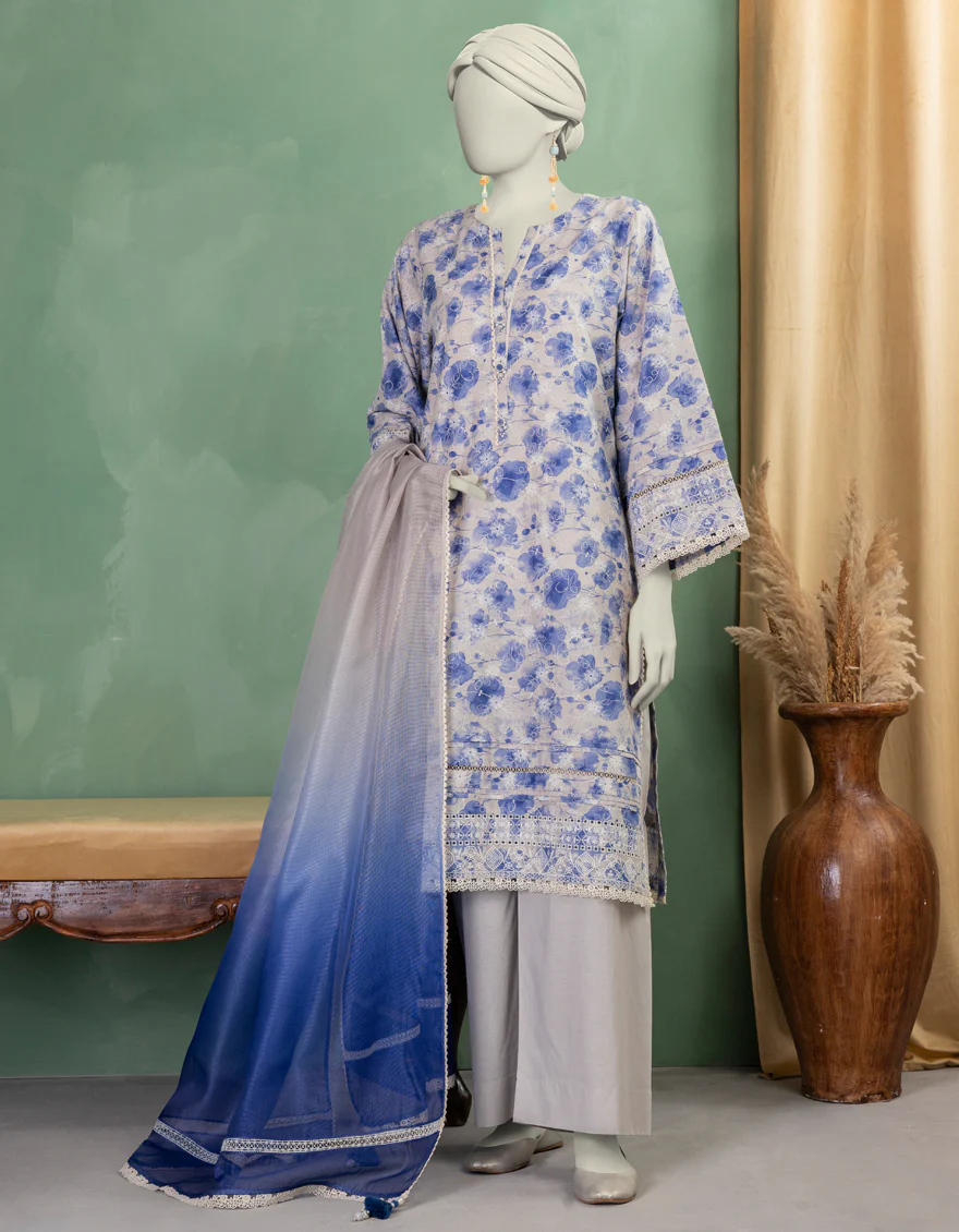 MULTICOLOR LAWN 3PC UNSTITCHED | JLAWN-S-25-3371 LUXU