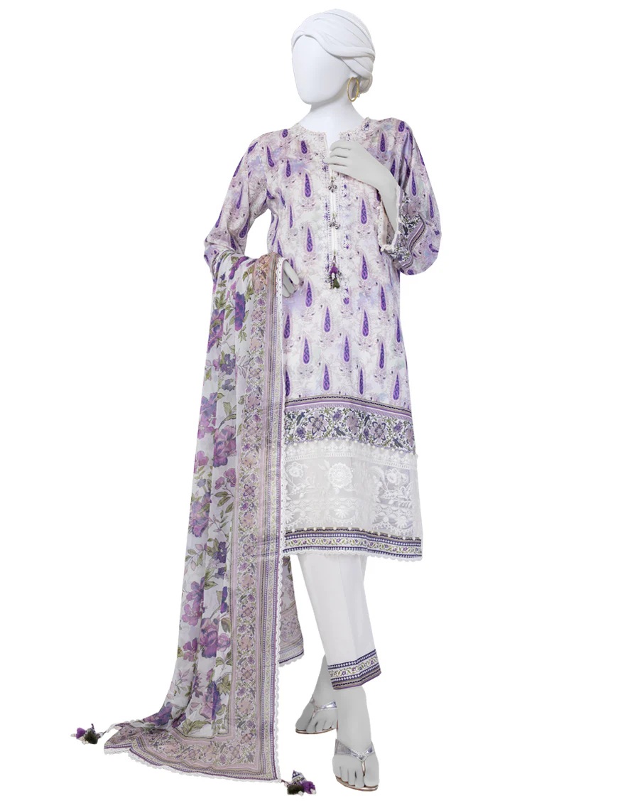 OFF WHITE LAWN 3PC UNSTITCHED | JLAWN-S-25-3399 LUXE
