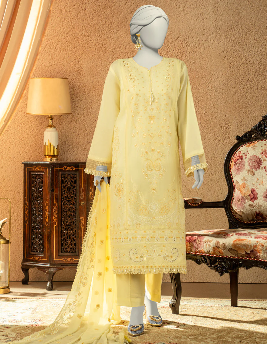 YELLOW LAWN 3PC UNSTITCHED | JLAWN-S-25-832-LUXE B-6