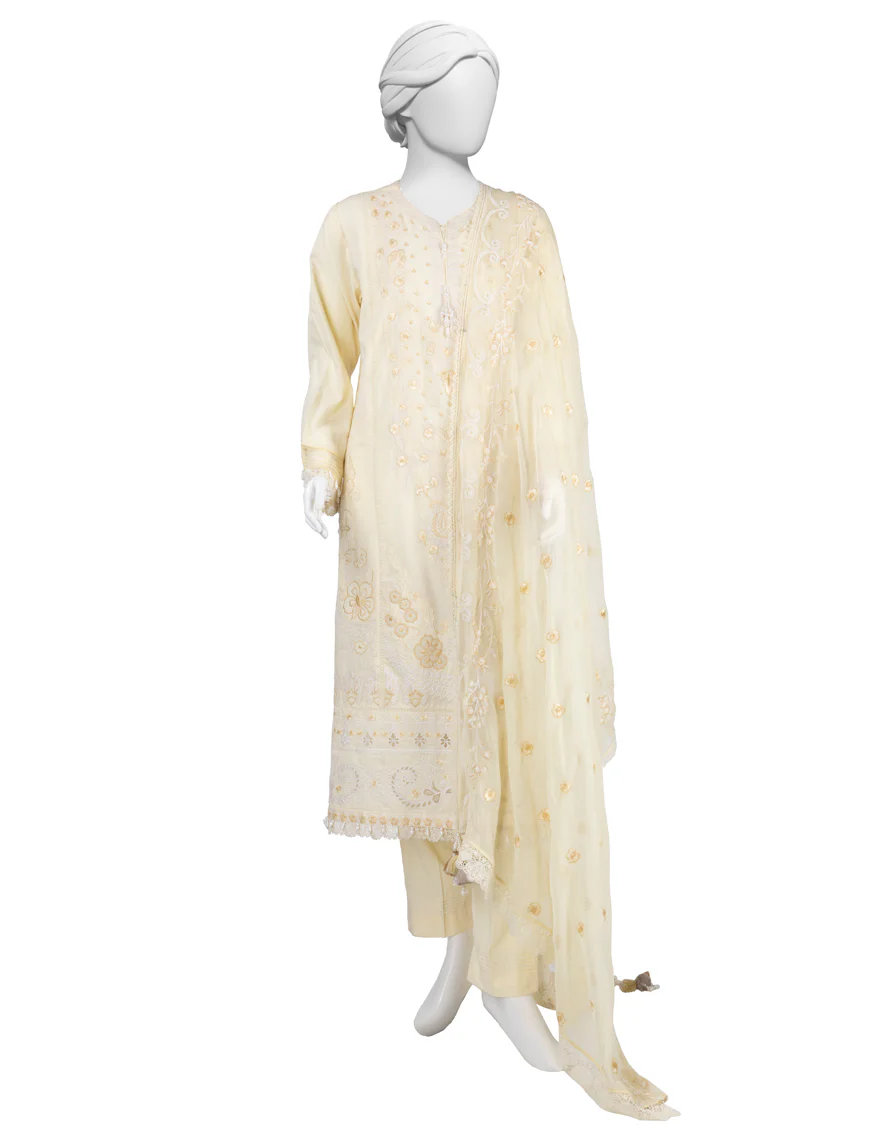 YELLOW LAWN 3PC STITCHED | JLAWN-S-25-832/S LUXE-B-06