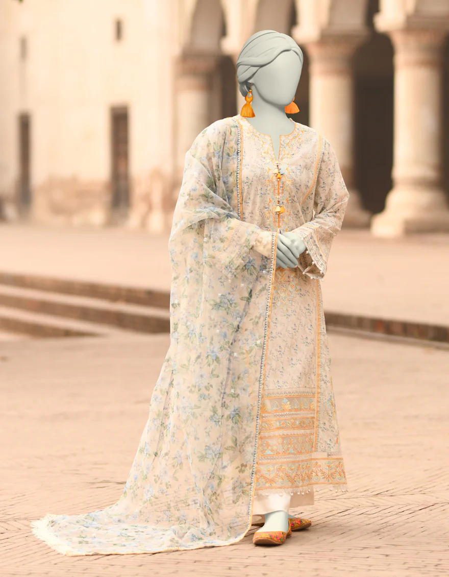 OFF WHITE LAWN 3PC STITCHED | JLAWN-S-25-837/S MAHROSH-1