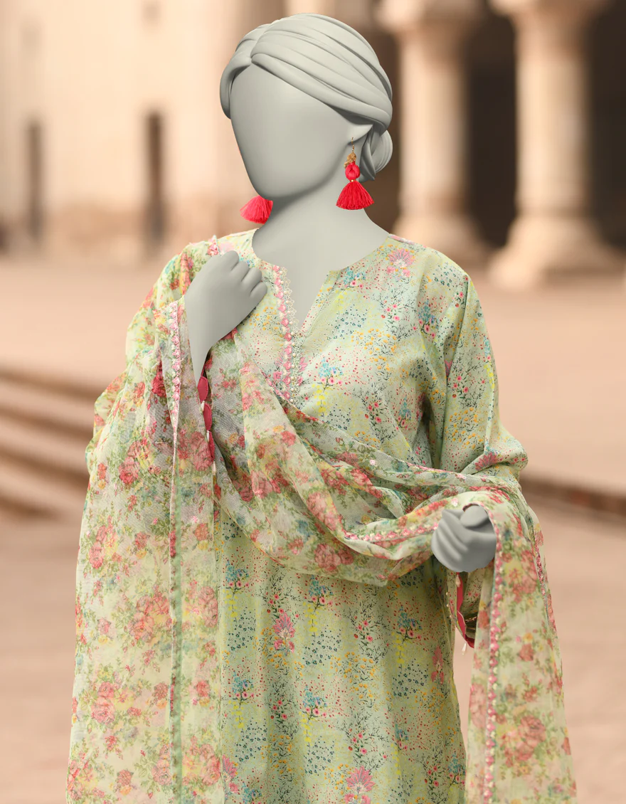 GREEN LAWN 3PC STITCHED | JLAWN-S-25-840/S MAHROSH-4 - Image 2