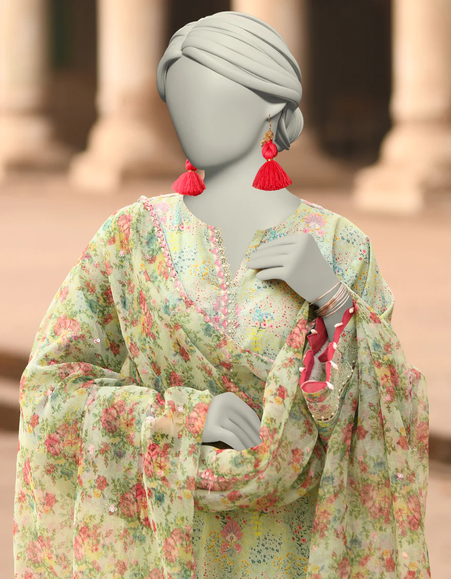 GREEN LAWN 3PC STITCHED | JLAWN-S-25-840/S MAHROSH-4 - Image 3