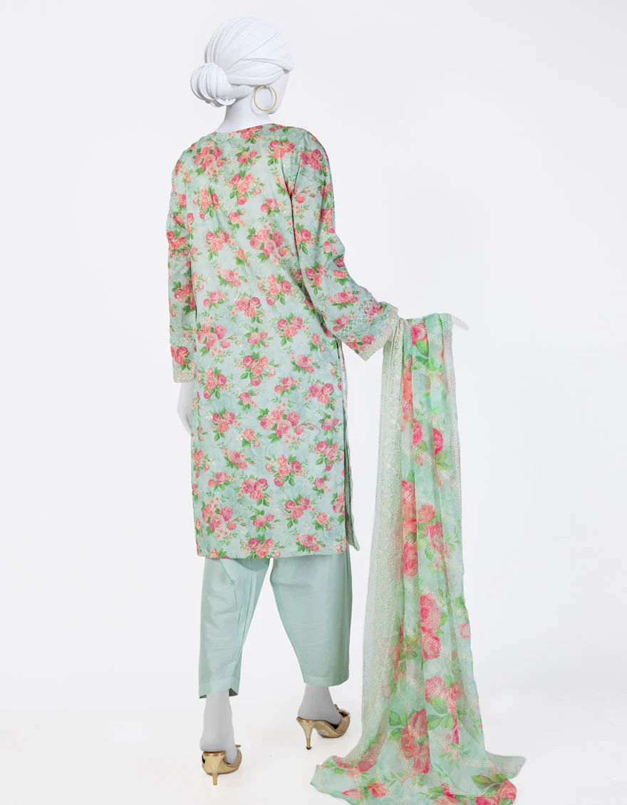 GREEN LAWN 3PC STITCHED | JLAWN-S-25-843/S FLORIST-03 - Image 2