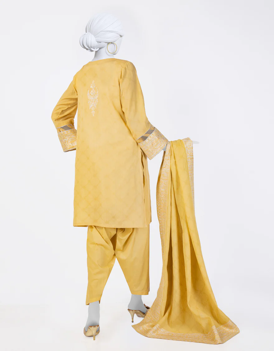 YELLOW JACQUARD 3PC STITCHED | JLAWN-S-25-847/S CLASSICAL REFLECTION-03