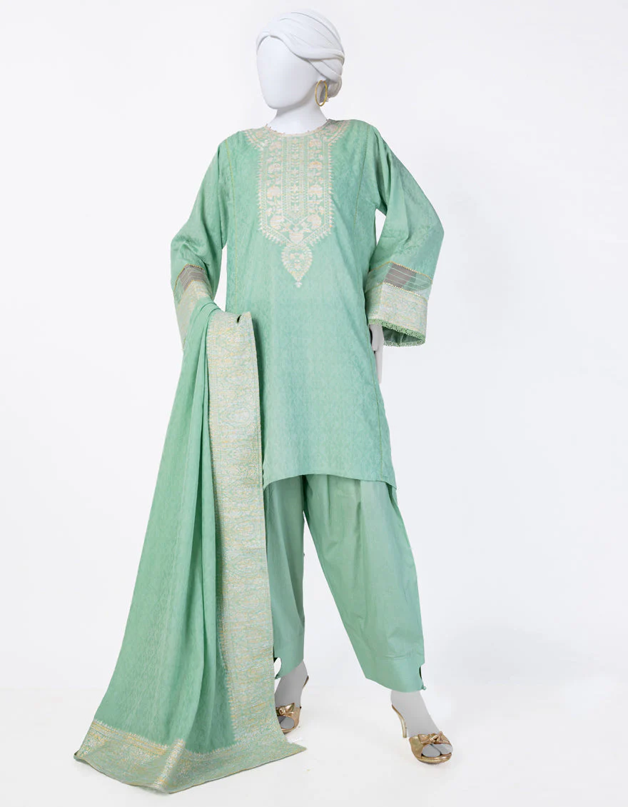 GREEN JACQUARD 3PC STITCHED | JLAWN-S-25-848/S CLASSICAL REFLECTION-04