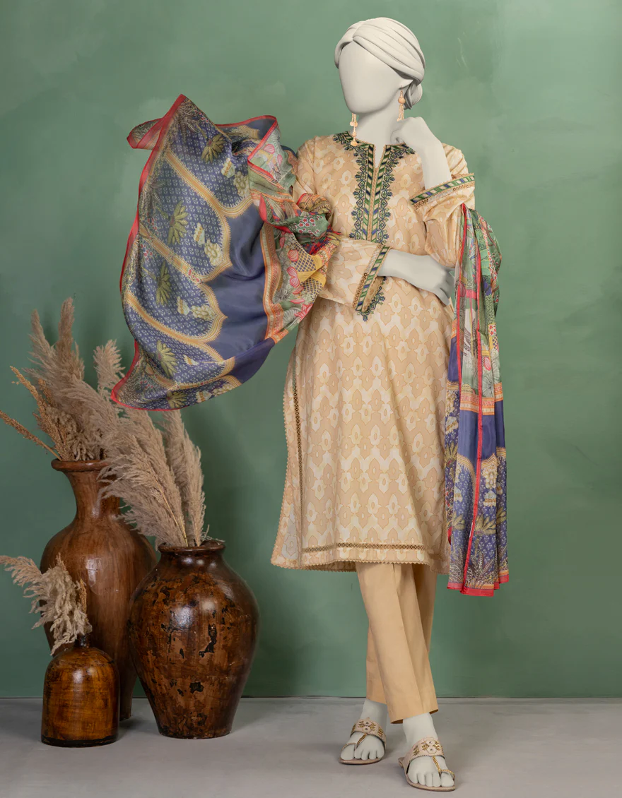 MULTICOLOR LAWN 3PC UNSTITCHED | JLAWN-S-25-905 MUGHA