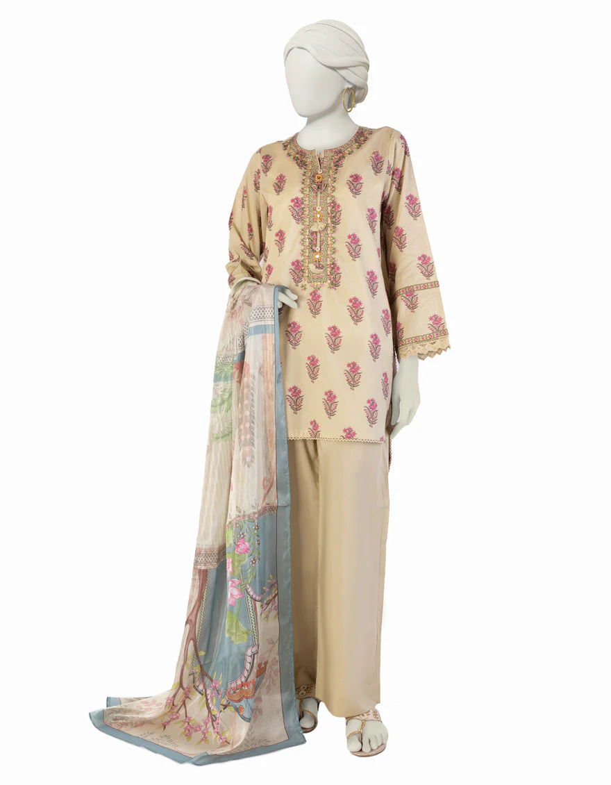 BEIGE LAWN 3PC STITCHED | JLAWN-S-25-907/S MUG