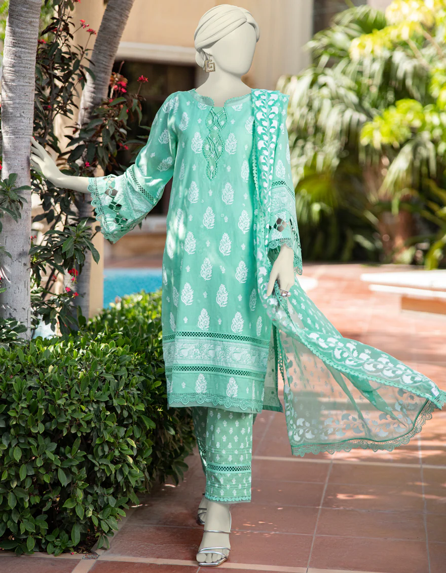 GREEN LAWN 3PC UNSTITCHED | JLAWN-S-25-912 WIRSA