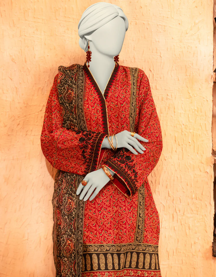 MAROON LAWN 3PC STITCHED | JLAWN-S-25-913/S AJR - Image 2