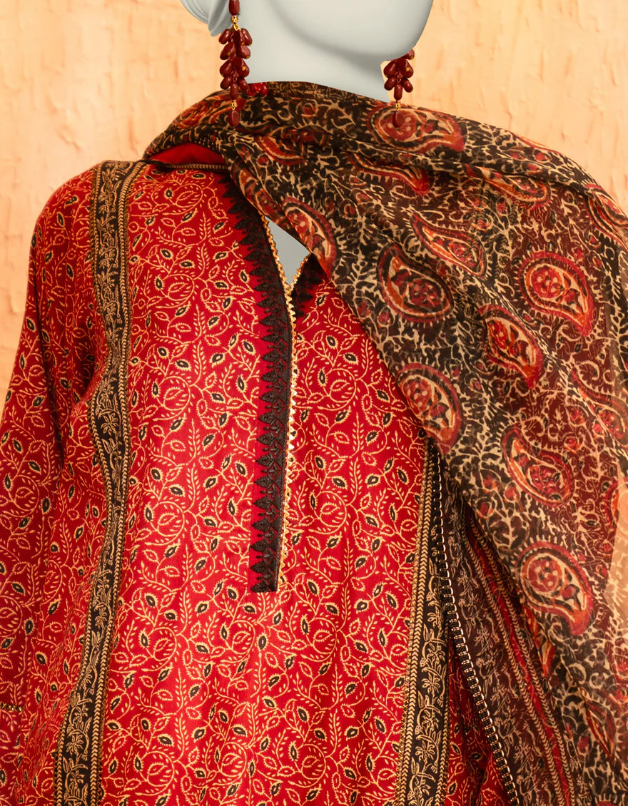 MAROON LAWN 3PC STITCHED | JLAWN-S-25-913/S AJR - Image 3