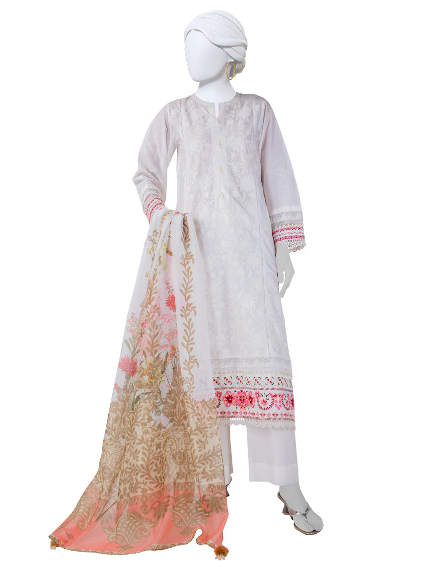 WHITE LAWN 3PC STITCHED | JLAWN-S-25-917/S LUX
