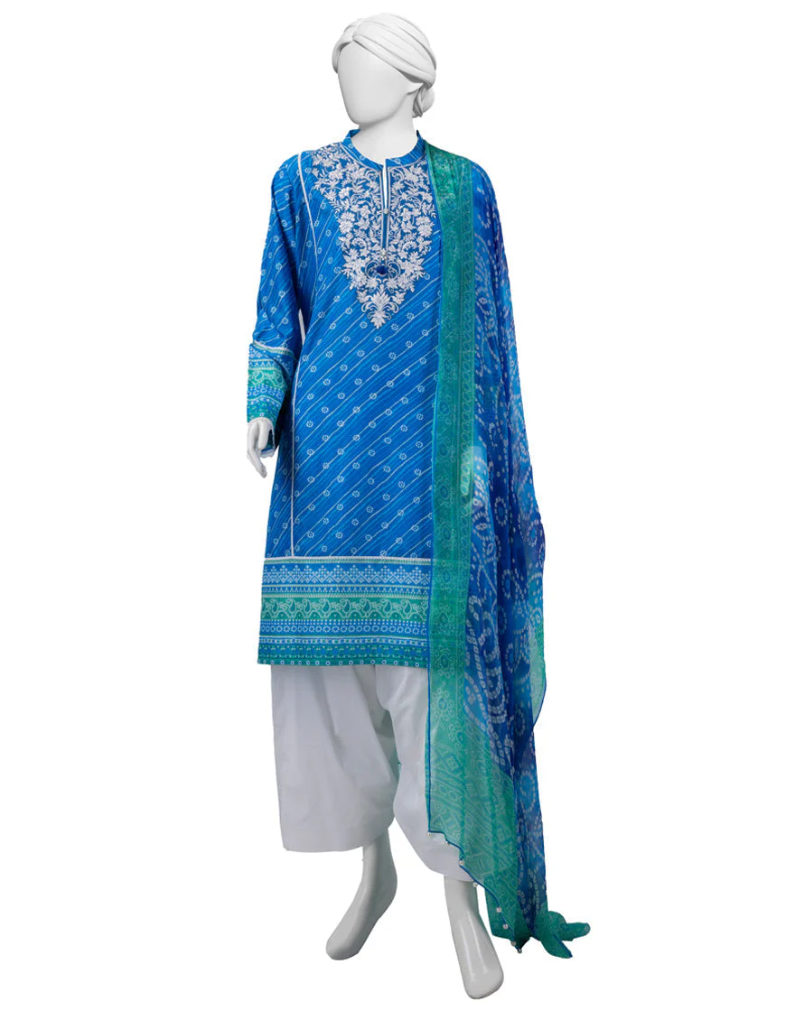 BLUE LAWN 2PC STITCHED | JLAWN-S-JDS-25-1001/S LEHRIA CHUNRI-01