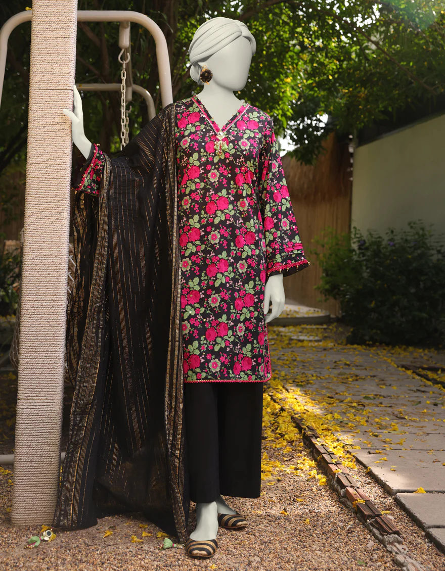 BLACK LAWN 2PC UNSTITCHED | JLAWN-S-JDS-25-1069 VIBRANT FLORAL-1