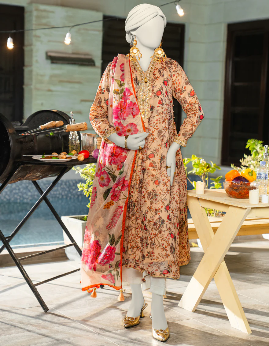 BEIGE CHIFFON 2PC STITCHED | JLAWN-S-JDS-25-1117/